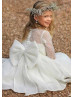 Ivory Pearl Beaded Flower Girl Dress With Horsehair Hem